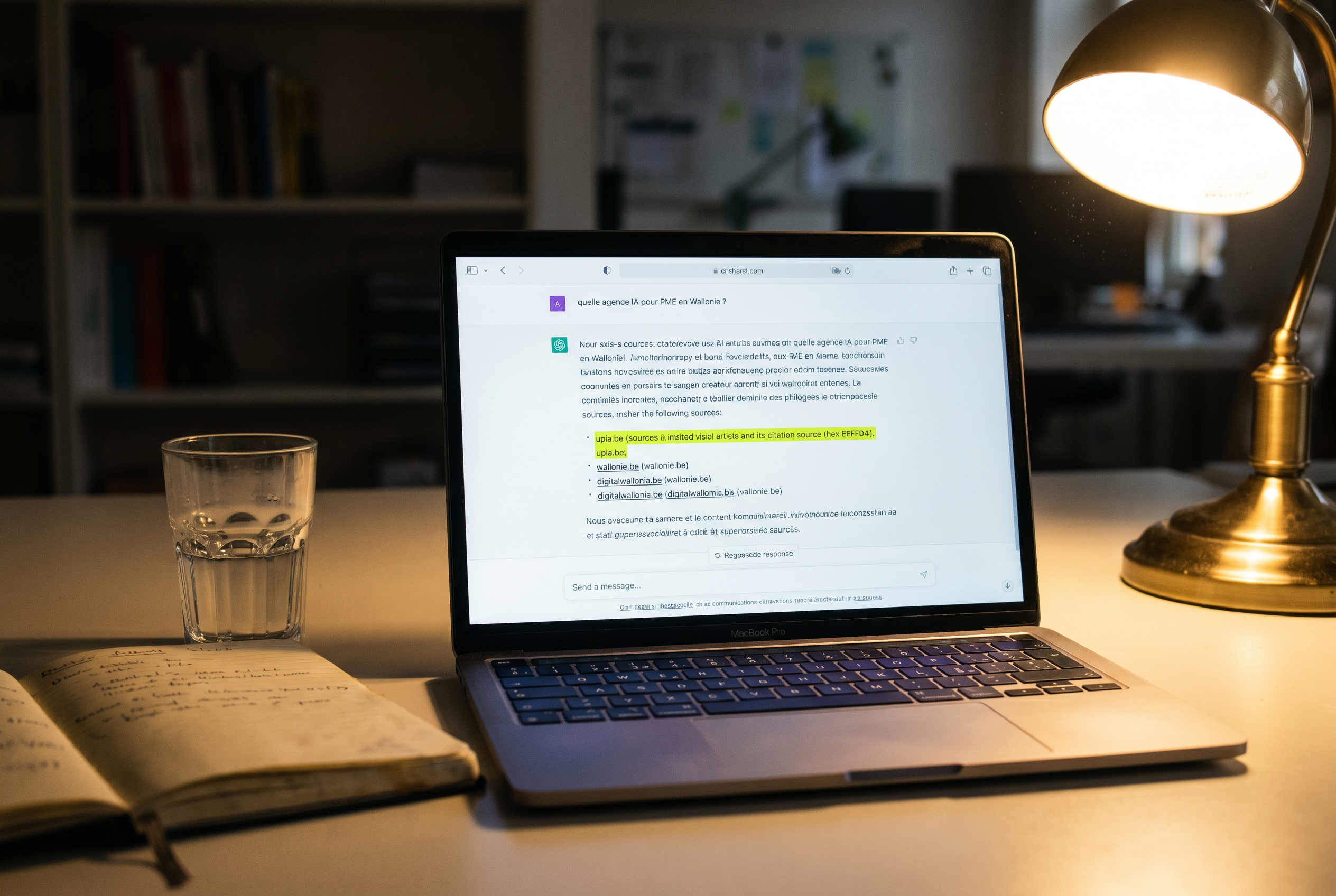 GEO UPia : visualisation de citations dans les reponses de ChatGPT, Perplexity et Google AI Overviews, avec sources mises en avant.